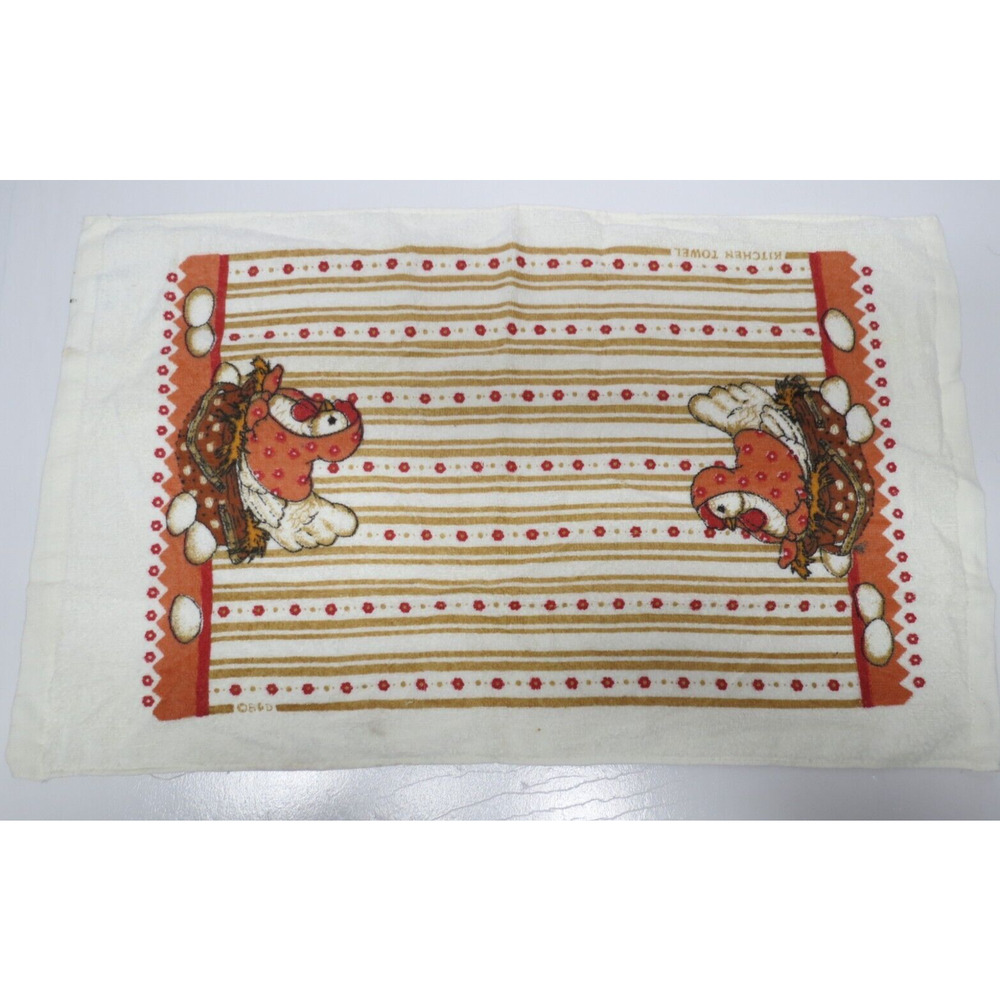 Lot of 3 Vintage Terry Kitchen Towels 1980s w/ Tags Mushroom, Chicken, Vegetable - Picture 11 of 16